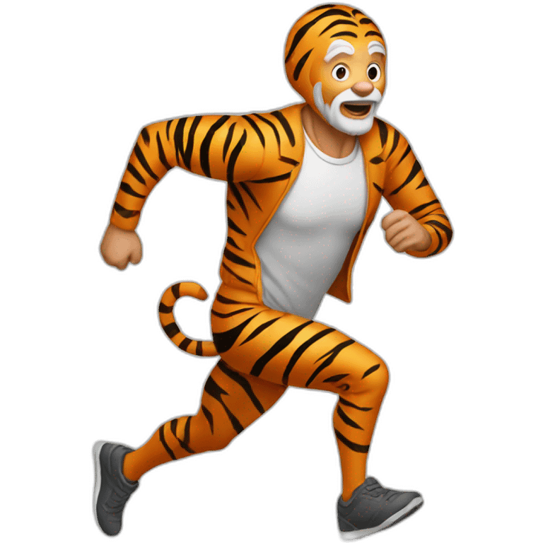 OLD MAN RUNNING wearing a tiger suit emoji