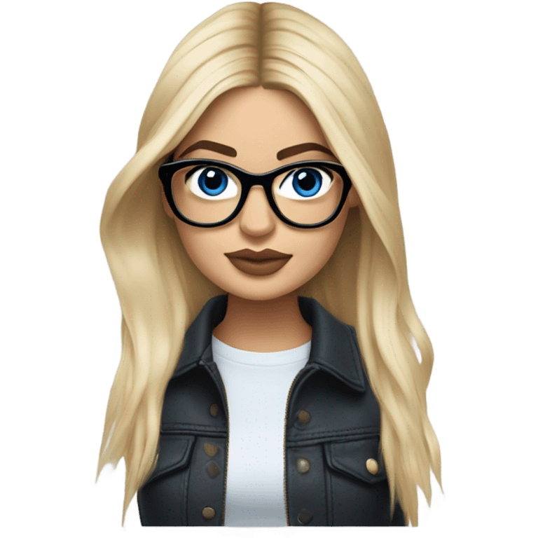 Hyper real blonde kylie jenner with blue eyes and glasses  emoji