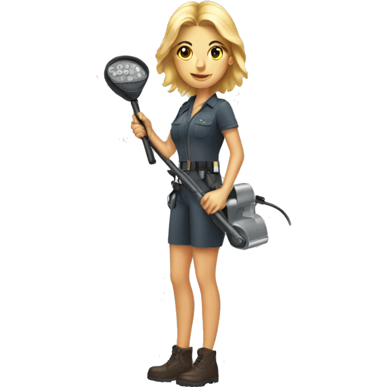 Pretty woman using a metal detector  emoji