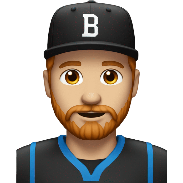 35 years old, male, red hair, black basketball hat, blue eyes, pale complexion, thick beard and thin mustache emoji