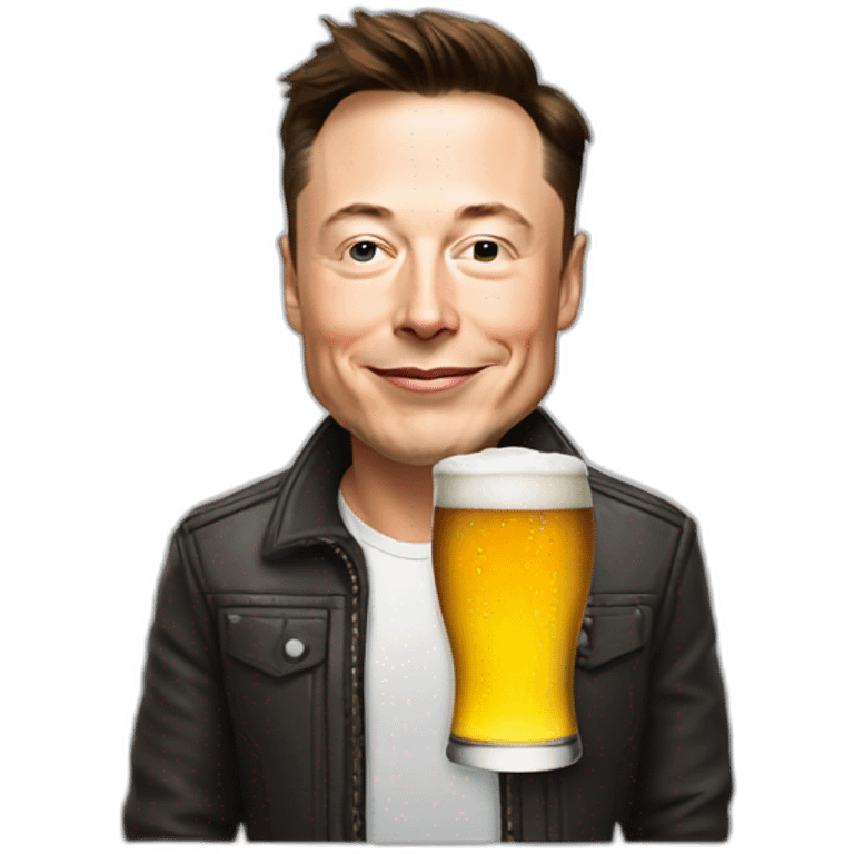 elon musk with a beer emoji