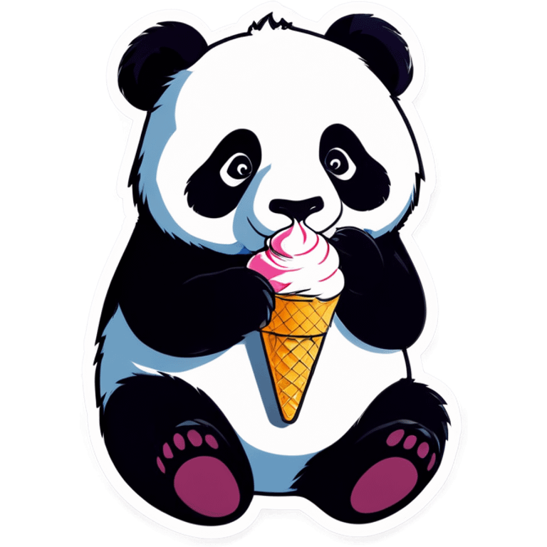 Panda eating ice cream emoji