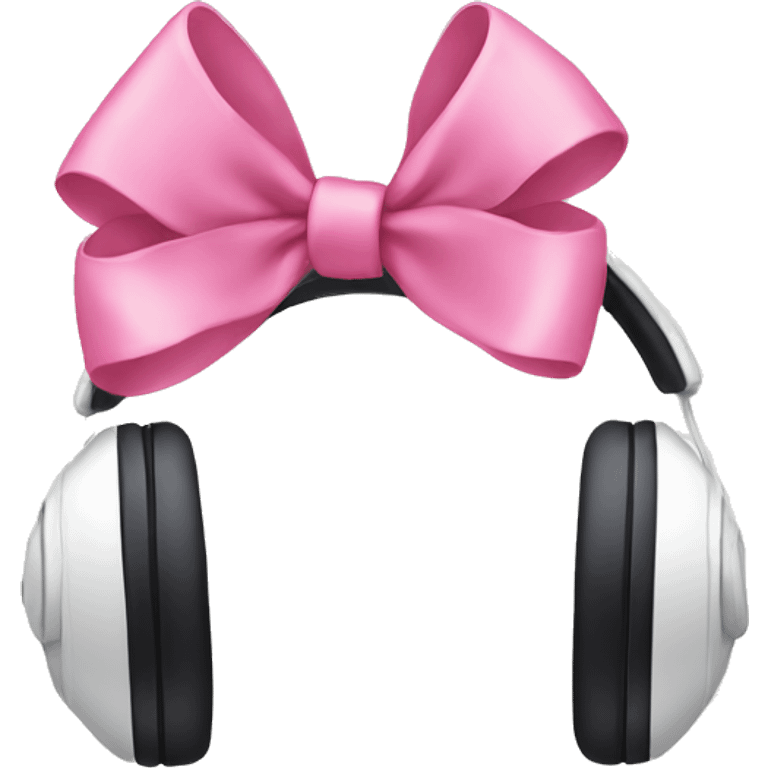 White headphone with pink bows emoji