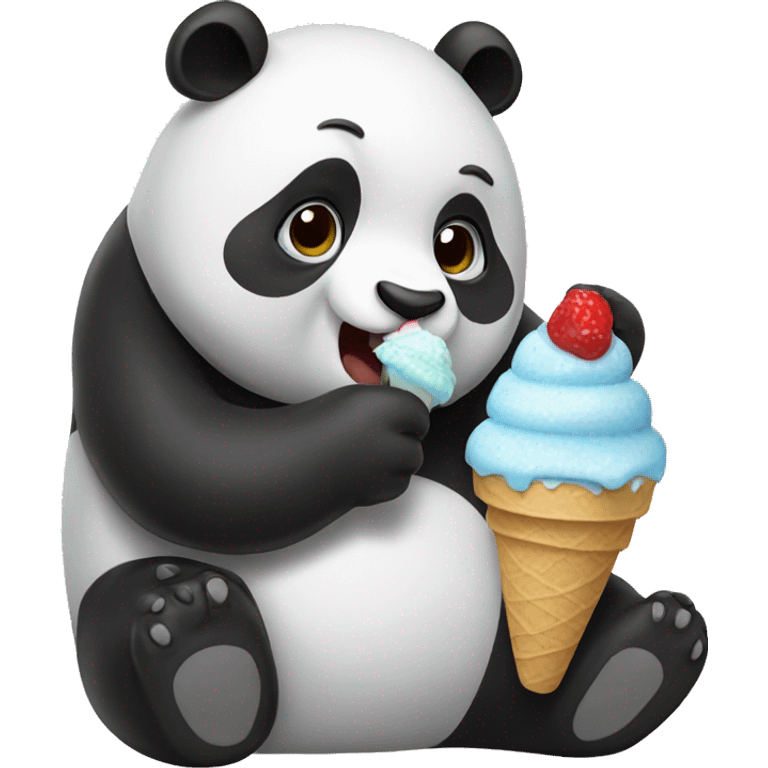 Panda eating ice cream emoji