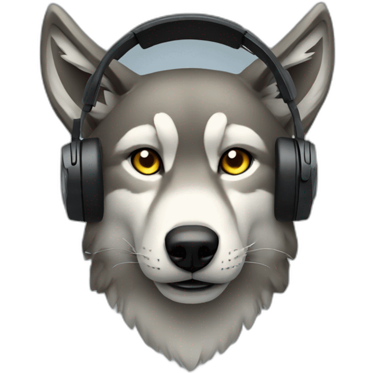 Wolf with Gaming headset emoji