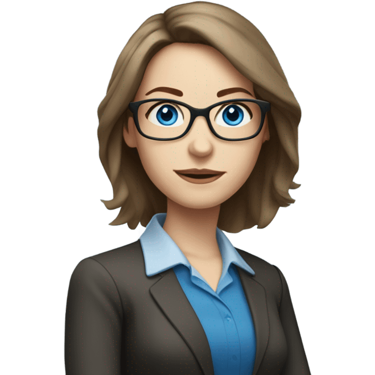 Shoulder length brown hair pale beautiful corporate woman with glasses and blue eyes emoji