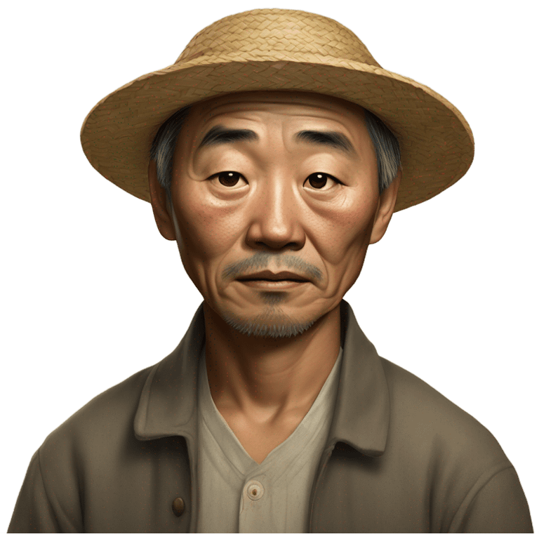 photorealistic sad Chinese peasant 1960s emoji