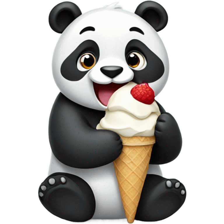 Panda eating ice cream emoji