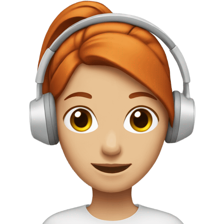 Redhead wearing headphones with ponytail emoji