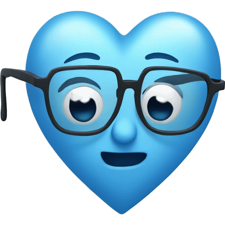 blue heart wearing glasses  emoji