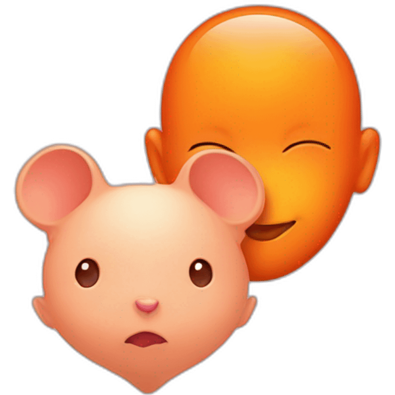 Human Baby head and mouse head inside orange heart emoji