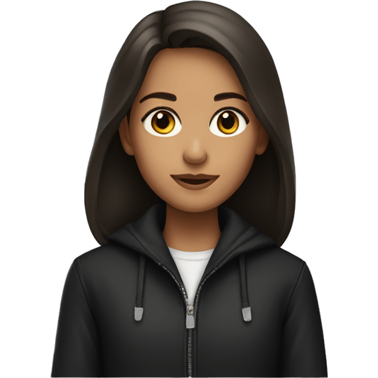 brown-eyed girl in black jacket emoji