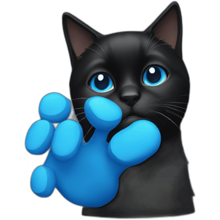 black cat with blue eyes which have stocks in hands emoji