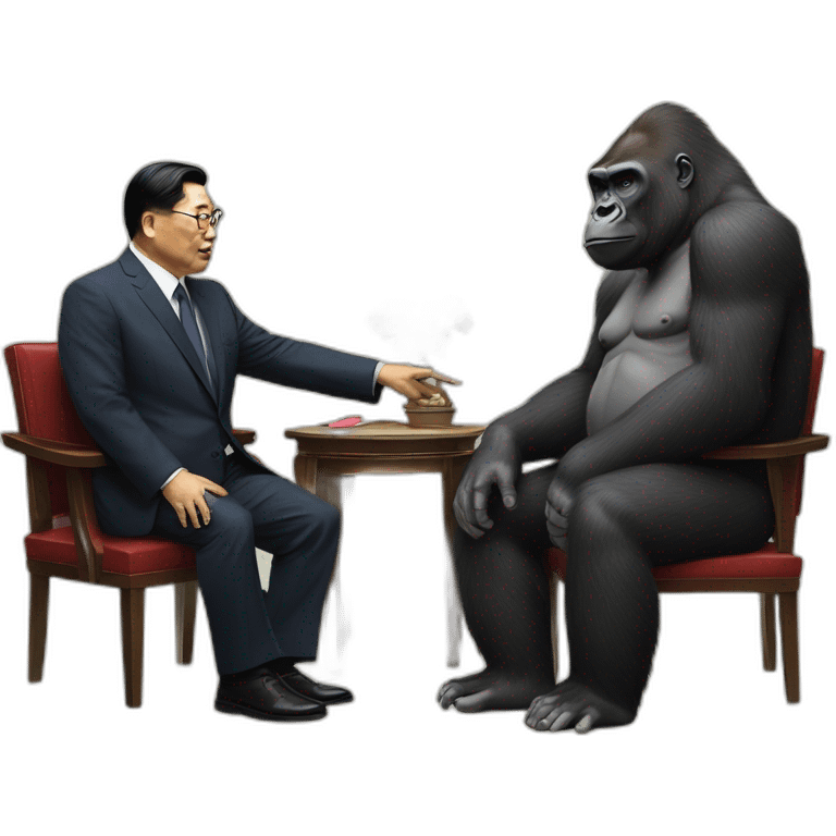 Gorilla meeting supreme leader Kim Yong UN emoji