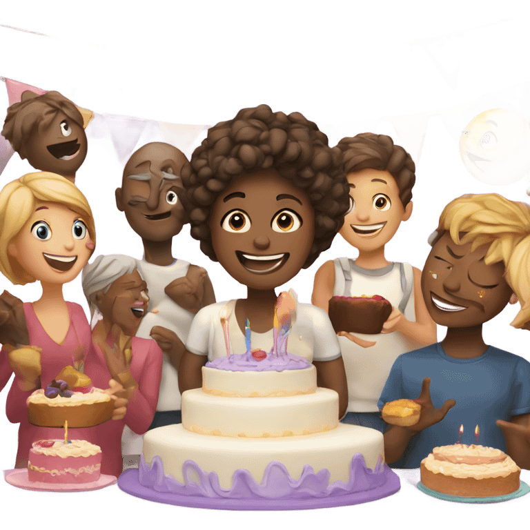 Celebrate with cake and banner emoji