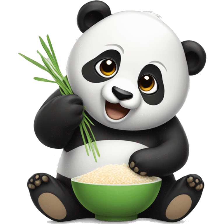 Panda eating Rice emoji