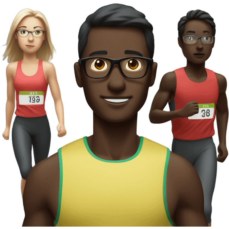 5K running, DARK SKIN, glasses, GROUP OF PEOPLE emoji