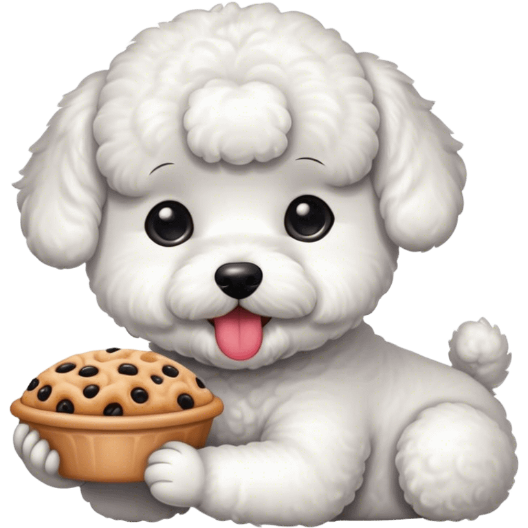 Bichon eating food emoji