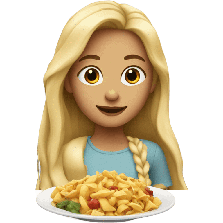  Blonde long hair girl eating emoji