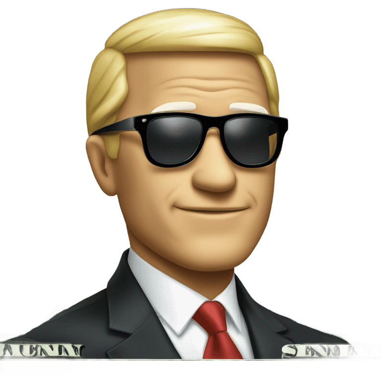 A dollar bill featuring a president with sunglasses emoji