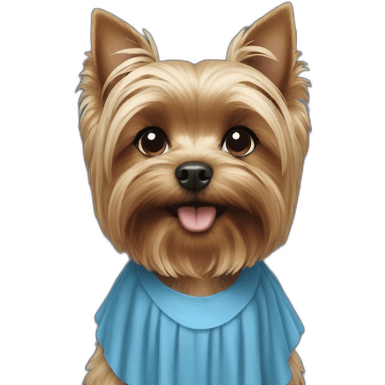 Yorkie wearing a blue dress emoji