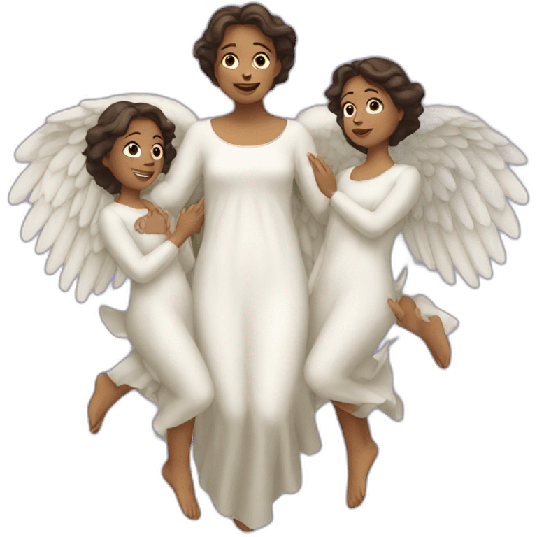 woman with three angels near her emoji