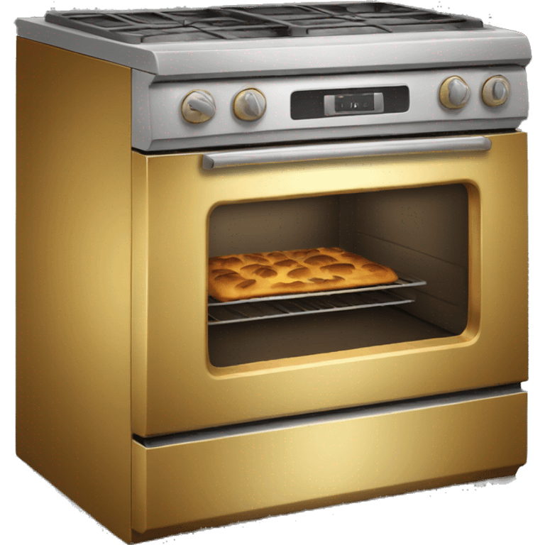 Realistic front facing shiny solid gold oven. emoji