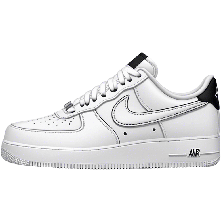 All white air force 1s with black stitching  emoji