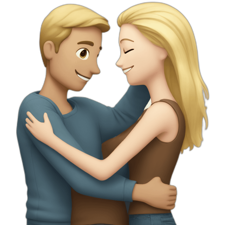 Hug couple with a white man with brown hair and a white girl blond hair emoji