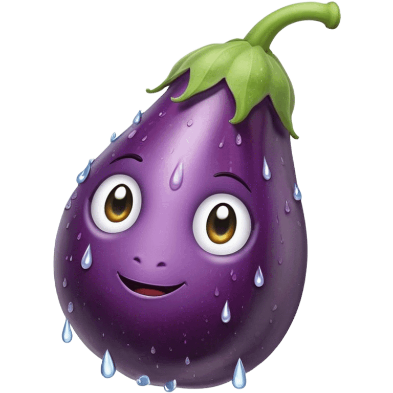 Eggplant with water droppalits emoji