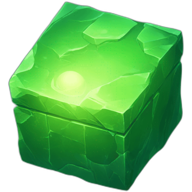 the case in the middle of the green stone glows emoji