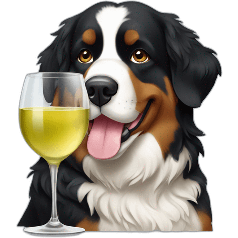 bernese mountain dog drinking white wine emoji