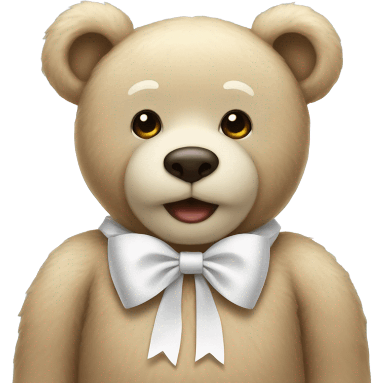 Light beige teddy bear with white bow on right ear emoji