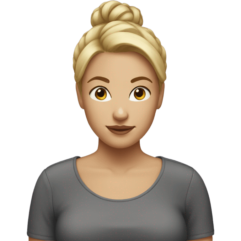 A blonde girl with short hair with a bun  emoji