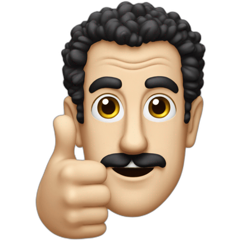 Borat very nice putting two thumbs up with five find on each hand emoji