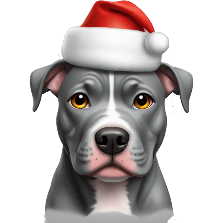 All Grey Pitbull with Santa Hat emoji