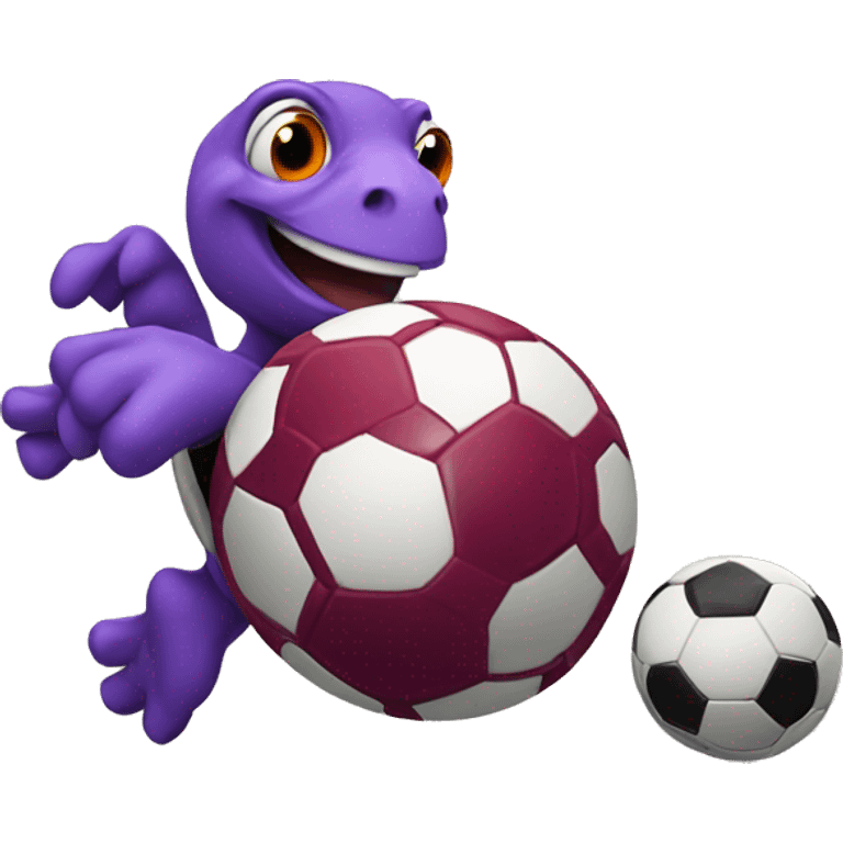 red and purple turtle chasing a soccer ball emoji