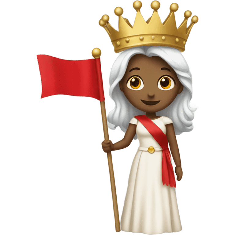 Beautiful queen holding a red flag emoji