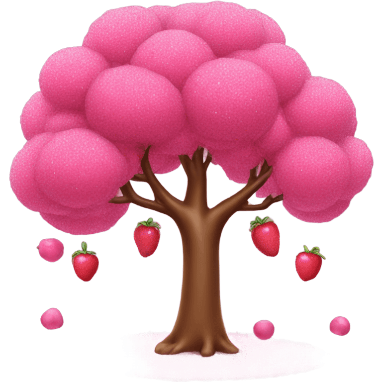 Pink tree with glitter and fruit emoji