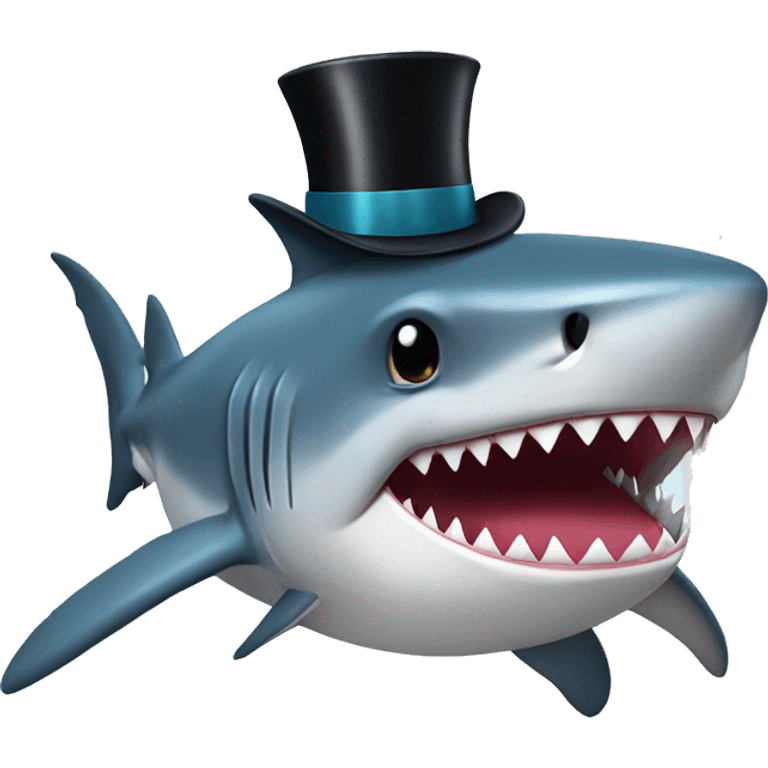 Shark with a top hat emoji