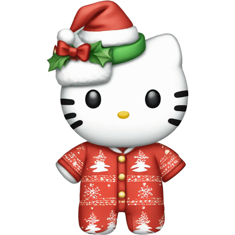 hello kitty in christmas pjamas emoji