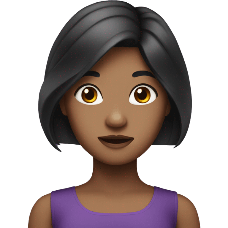 A girl with black long hair and purple dress emoji