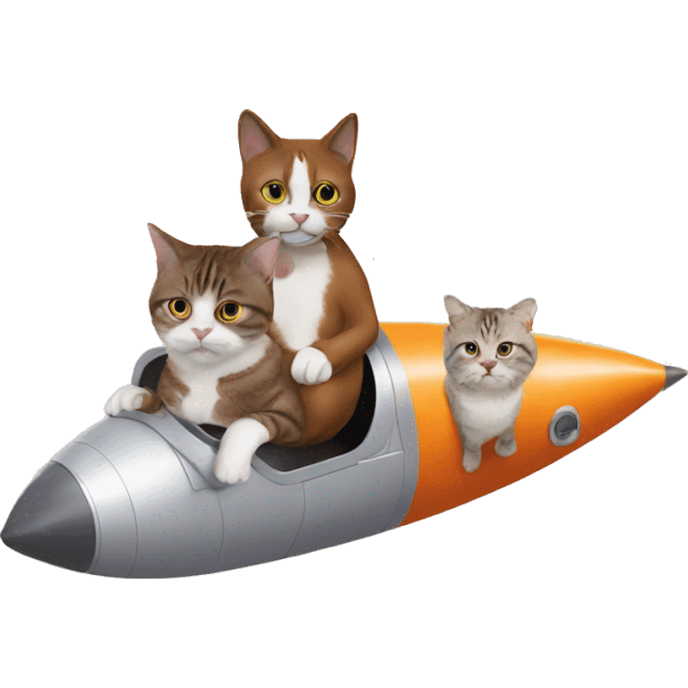 mr bean & cats sit in rocket emoji