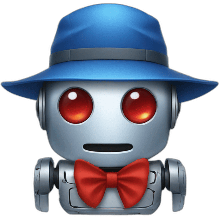 robot with red eyes and blue fisherman hat emoji