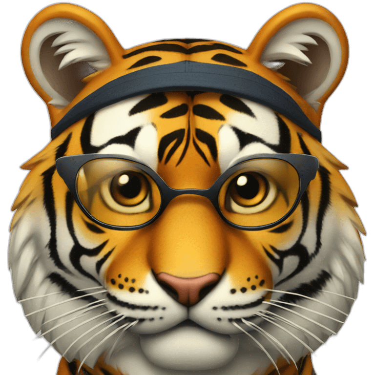 smirking tiger wearing sunglasses and cap emoji