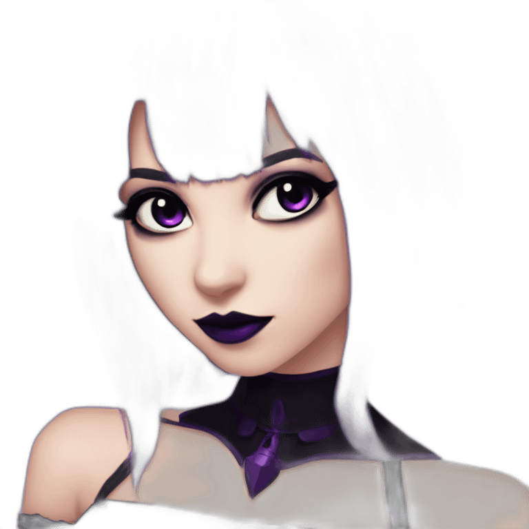 Elissabat-with-bangs-long-hair-dark-purple-and-black-vampire-goth-makeup-pinkeyes-romanticgothcloses emoji