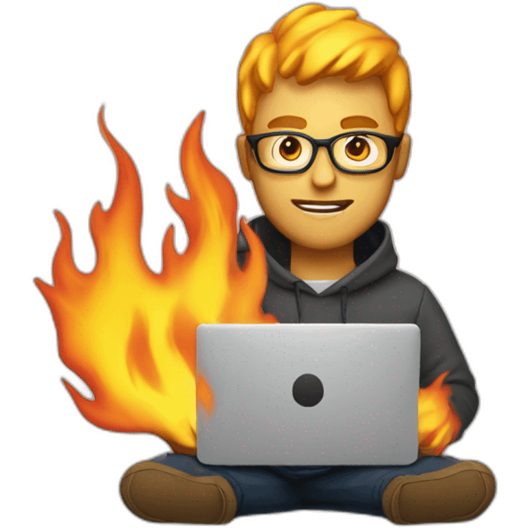 graphic designer with burning laptop emoji