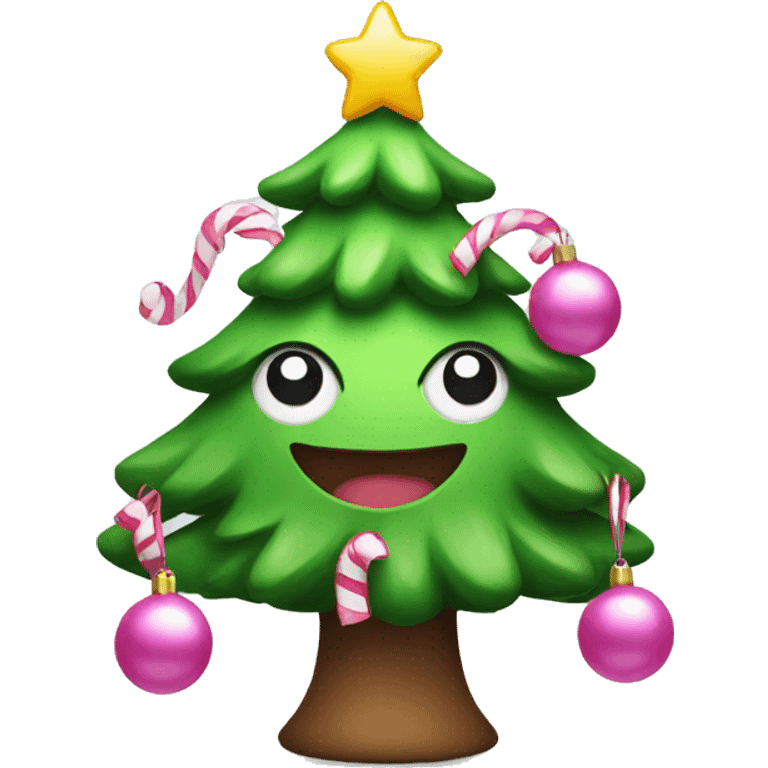 Cute christmas tree with pink decorations emoji