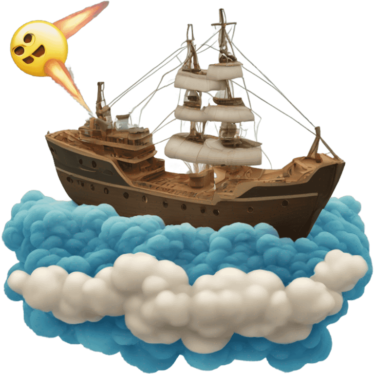 A ship with rockets flying emoji