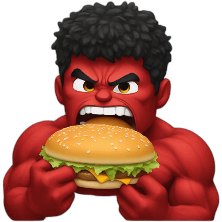  red hulk eating burger emoji